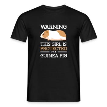 Mädchen wird von einem Meerschweinchen Geschützt - Männer T-Shirt - Schwarz - Vorne - AI Model Male 178 light (178cm)