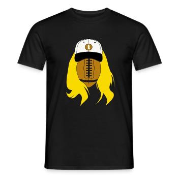 Icke Ran American Football with hair gift - Men's T-Shirt - black - Front - AI Model Male 178 light (178cm)