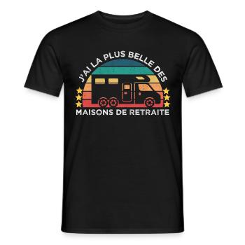La plus belle maison de retraite humour camping - T-shirt homme - noir - Devant - AI Model Male 178 light (178cm)