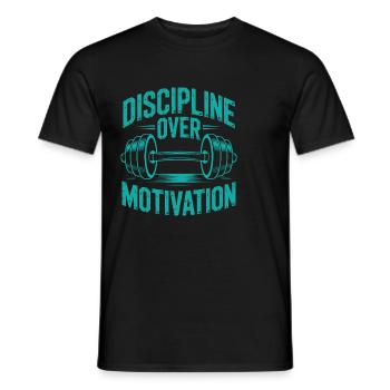 La discipline plutôt que la motivation pour le sportif de fitness - T-shirt homme - noir - Devant - AI Model Male 178 light (178cm)