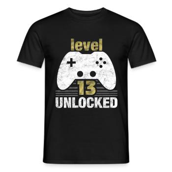 Gaming Level 13 - Men's T-Shirt - black - Front - AI Model Male 178 light (178cm)