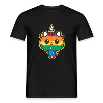 Chat de licorne de chat cadeau de caticor - T-shirt homme - noir - Devant - AI Model Male 178 light (178cm)