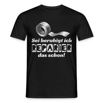 Schöner Klebeband Spruch für Handwerker Geschenk - Männer T-Shirt - Schwarz - Vorne - AI Model Male 178 light (178cm)