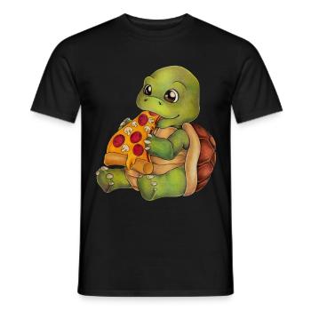 Lustige Schildkröte mit Pizza Turtle Geschenkidee - Männer T-Shirt - Schwarz - Vorne - AI Model Male 178 light (178cm)