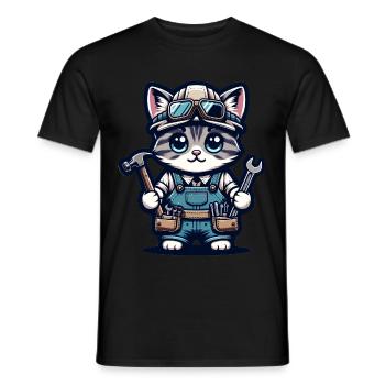 Artisan de chat mignon - T-shirt homme - noir - Devant - AI Model Male 178 light (178cm)