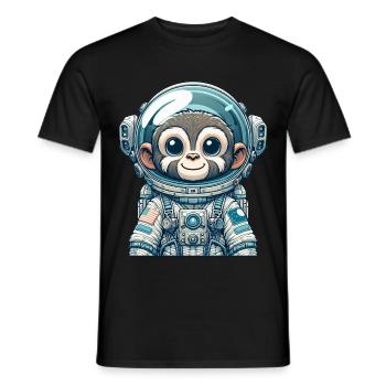 Cute Monkey Astronaut - Men's T-Shirt - black - Front - AI Model Male 178 light (178cm)