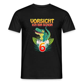 Kinder Geburtstag Ich bin schon 6 T-Rex & Dino - Männer T-Shirt - Schwarz - Vorne - AI Model Male 178 light (178cm)