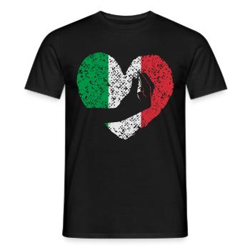 Italien .Typische Italienische Handgeste mit Herz. - Männer T-Shirt - Schwarz - Vorne - AI Model Male 178 light (178cm)
