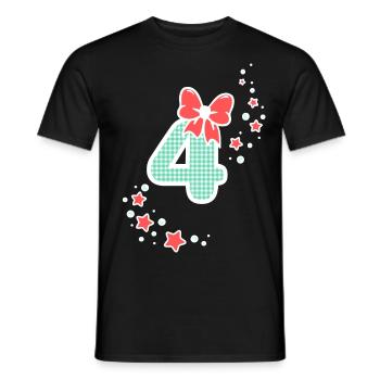Four 4th birthday girl 4 with bow number - Men's T-Shirt - black - Front - AI Model Male 178 light (178cm)