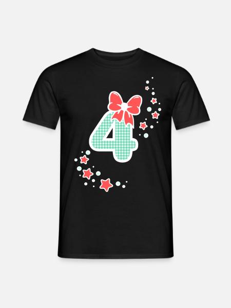 Quatre 4ème anniversaire fille 4 avec numéro d'arc - T-shirt homme - noir