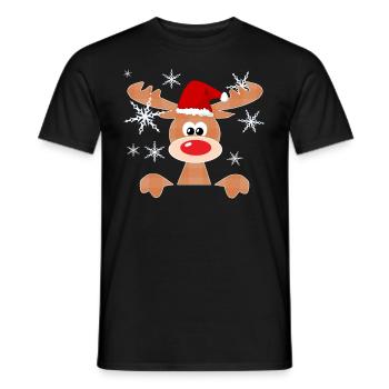 Rennes de Noël - T-shirt homme - noir - Devant - AI Model Male 178 light (178cm)
