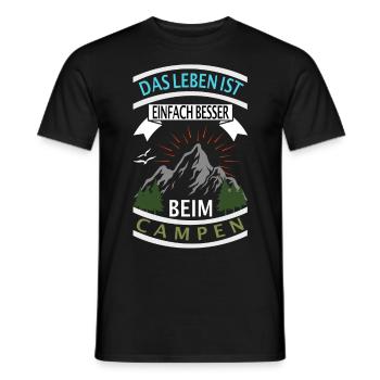 DAS LEBEN IST EINFACH BESSER BEIM CAMPEN - Camping - Männer T-Shirt - Schwarz - Vorne - AI Model Male 178 light (178cm)
