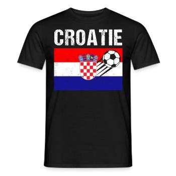 Kroatische Flagge Fußball Geschenk Kroatischer Fußball - Männer T-Shirt - Schwarz - Vorne - AI Model Male 178 light (178cm)