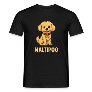 Maltipoo avec col – Motif enfant - T-shirt homme - noir - Devant - AI Model Male 178 light (178cm)