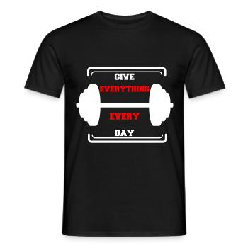 motivation fitness dumbbell training muscle building - Men's T-Shirt - black - Front - AI Model Male 178 light (178cm)