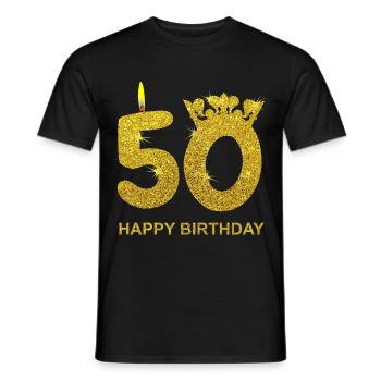 50th Birthday HAPPY BIRTHDAY Gold Gift - Men's T-Shirt - black - Front - AI Model Male 178 light (178cm)