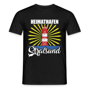 Heimathafen Stralsund Ostsee Leuchtturm Hafenstadt - Männer T-Shirt - Schwarz - Vorne - AI Model Male 178 light (178cm)