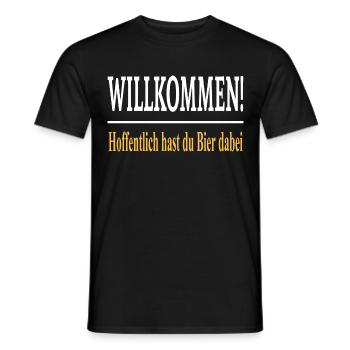 Willkommen Hoffentlich hast du Bier dabei - Männer T-Shirt - Schwarz - Vorne - AI Model Male 178 light (178cm)