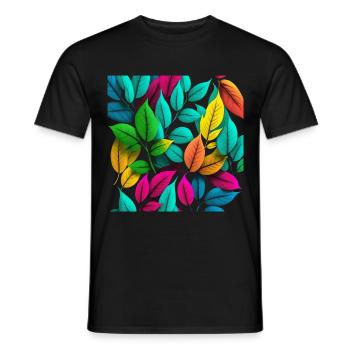 Bunte Blätter Geschenk - Männer T-Shirt - Schwarz - Vorne - AI Model Male 178 light (178cm)