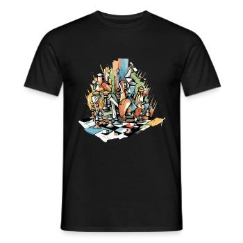 Chess composition n°6 - Men's T-Shirt - black - Front - AI Model Male 178 light (178cm)