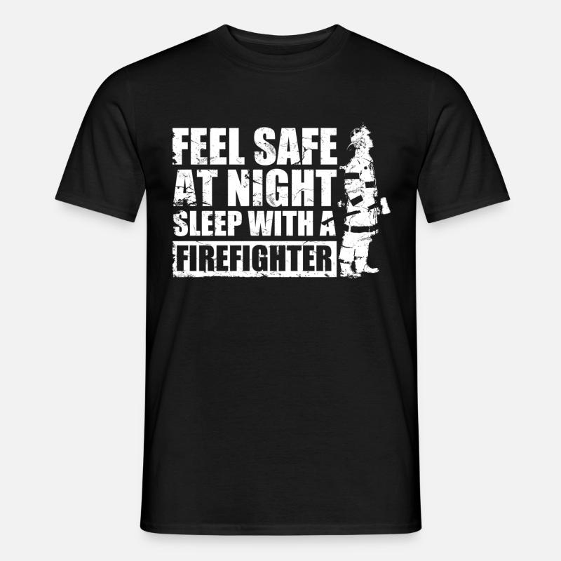 Safe With Firefighter - T-shirt homme - noir