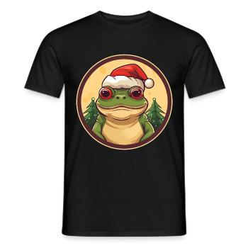 Frog Christmas - Men's T-Shirt - black - Front - AI Model Male 178 light (178cm)