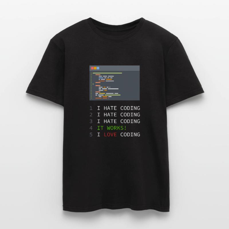 I love coding! Programmers, nerds, computers Men’s T-shirt