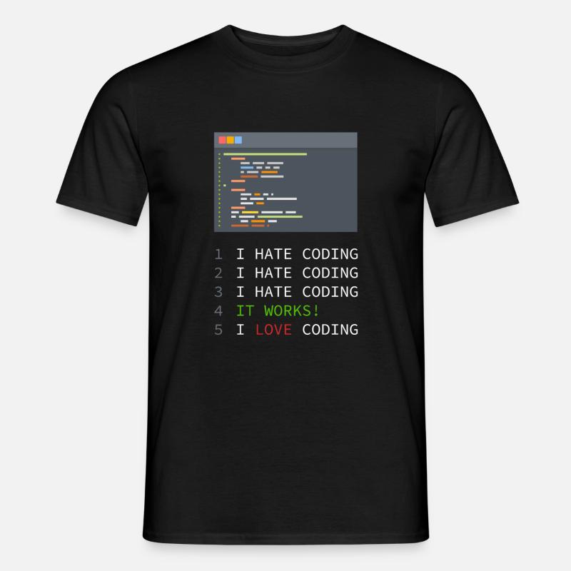I love Coding! Programmierer, Nerds, Computer - Männer T-Shirt - Schwarz