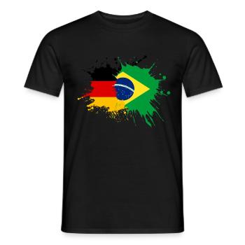 GERMANY BRAZIL FLAGS SPLASHES OF COLOUR - Men's T-Shirt - black - Front - AI Model Male 178 light (178cm)