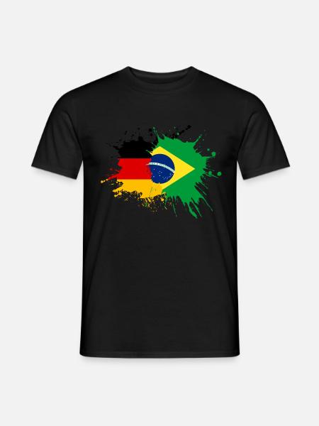 GERMANY BRAZIL FLAGS SPLASHES OF COLOUR - Men's T-Shirt - black