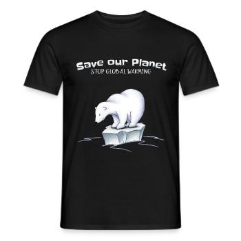 Ours polaire Sauvez notre planète arrête le réchauffement climatique - T-shirt homme - noir - Devant - AI Model Male 178 light (178cm)