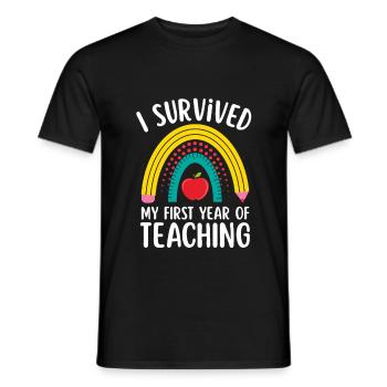 I Survived My First Year of Teaching Elementary - Men's T-Shirt - black - Front - AI Model Male 178 light (178cm)