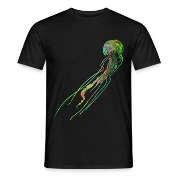 Méduse couleur néon - T-shirt homme - noir - Devant - AI Model Male 178 light (178cm)