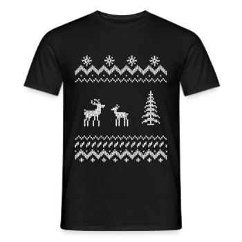 Noël Christmas xmas renne motif de broderie - T-shirt homme - noir - Devant - AI Model Male 178 light (178cm)