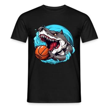 Basketball Hai - Männer T-Shirt - Schwarz - Vorne - AI Model Male 178 light (178cm)