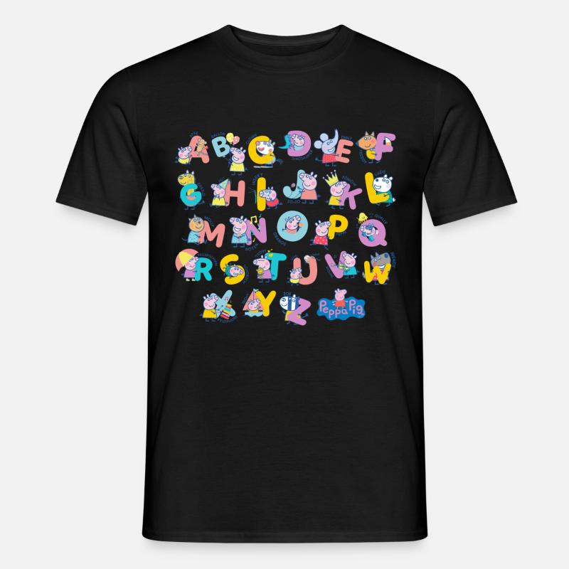 Peppa Pig Design Alphabet Mit Peppa - Männer T-Shirt - Schwarz