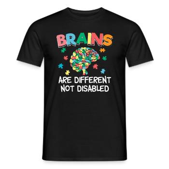 Autism brains are different not disabled - Men's T-Shirt - black - Front - AI Model Male 178 light (178cm)