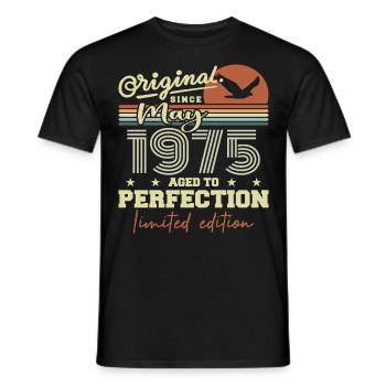 May 1975 | Birthday Gift May 1975 May 1975 - Men's T-Shirt - black - Front - AI Model Male 178 light (178cm)