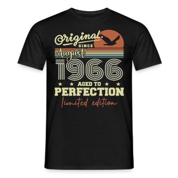 August 1966 Geburtstag August 1966 Jahrgang August 1966 - Männer T-Shirt - Schwarz - Vorne - AI Model Male 178 light (178cm)