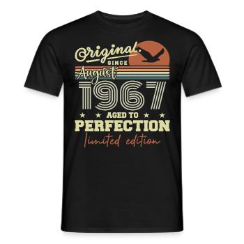 August 1967 Birthday August 1967 Vintage August 1967 - Men's T-Shirt - black - Front - AI Model Male 178 light (178cm)
