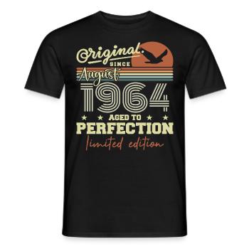 August 1964 Birthday August 1964 Vintage August 1964 - Men's T-Shirt - black - Front - AI Model Male 178 light (178cm)