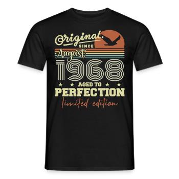 August 1968 Birthday August 1968 Vintage August 1968 - Men's T-Shirt - black - Front - AI Model Male 178 light (178cm)