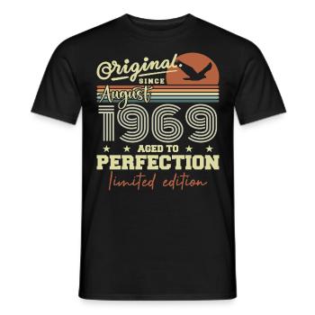 August 1969 Geburtstag August 1969 Jahrgang August 1969 - Männer T-Shirt - Schwarz - Vorne - AI Model Male 178 light (178cm)
