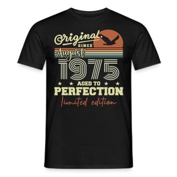August 1975 Birthday August 1975 Vintage August 1975 - Men's T-Shirt - black - Front - AI Model Male 178 light (178cm)