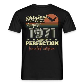 Août 1971 Anniversaire Août 1971 Vintage Août 1971 - T-shirt homme - noir - Devant - AI Model Male 178 light (178cm)