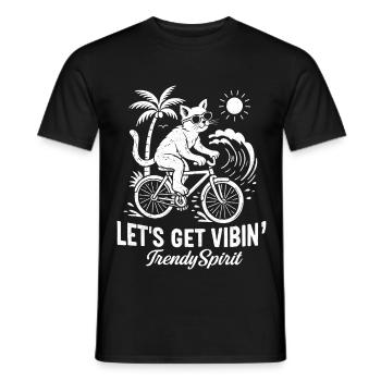 Fahrradfahrende Katze - Männer T-Shirt - Schwarz - Vorne - AI Model Male 178 light (178cm)