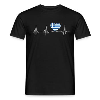 Heartbeat Greece Home Love Flag Greeks - Men's T-Shirt - black - Front - AI Model Male 178 light (178cm)