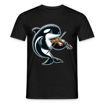 Orca spielt Geige - Männer T-Shirt - Schwarz - Vorne - AI Model Male 178 light (178cm)