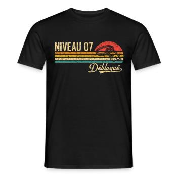 7 Years of Marriage Wool Wedding Level 7 Unlocked - Men's T-Shirt - black - Front - AI Model Male 178 light (178cm)