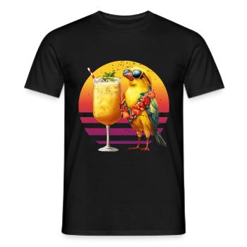 Kanarienvogel mit Pina Colada Hawaiianischer - Männer T-Shirt - Schwarz - Vorne - AI Model Male 178 light (178cm)